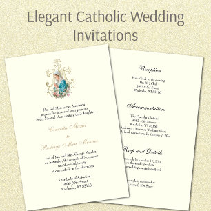Invitation Mariage floral élégant catholique de Marie bénie