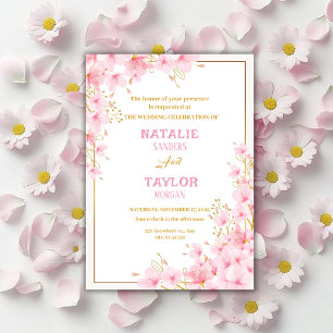 Invitation Mariage Floral Élégant Classique Rose Fleur de Cer