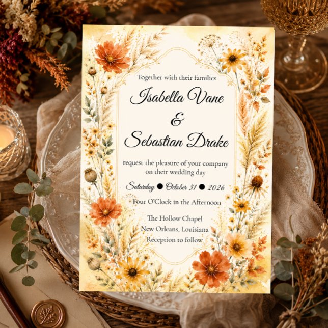 Invitation Mariage Floral Élégant d'Automne (Créateur téléchargé)