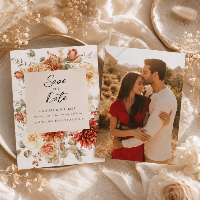 Invitation Mariage Floral Élégant d'Automne  (Créateur téléchargé)
