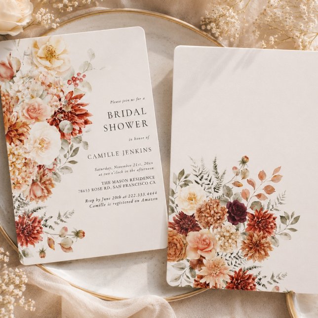 Invitation Mariage Floral Élégant d'Automne  (Créateur téléchargé)