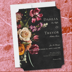 Invitation Mariage Floral Élégant d'Automne Sombre