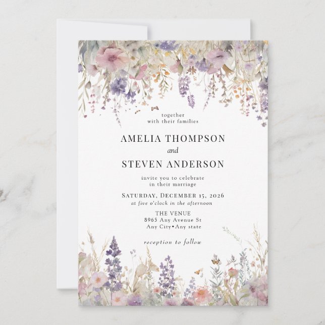 Invitation Mariage Floral Élégant de Printemps (Devant)