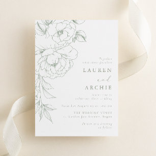 Invitation Mariage Floral Élégant de Sauge en Ligne Art