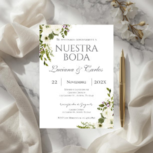 Invitation Mariage floral élégant en espagnol