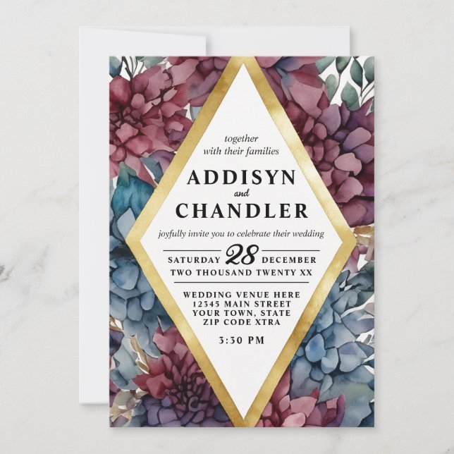 Invitation Mariage floral élégant enchanté (Devant)