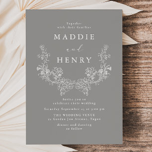 Invitation Mariage Floral Élégant et Minimaliste au Dessin au