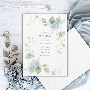 Invitation Mariage Floral Élégant Hortensia Bleu