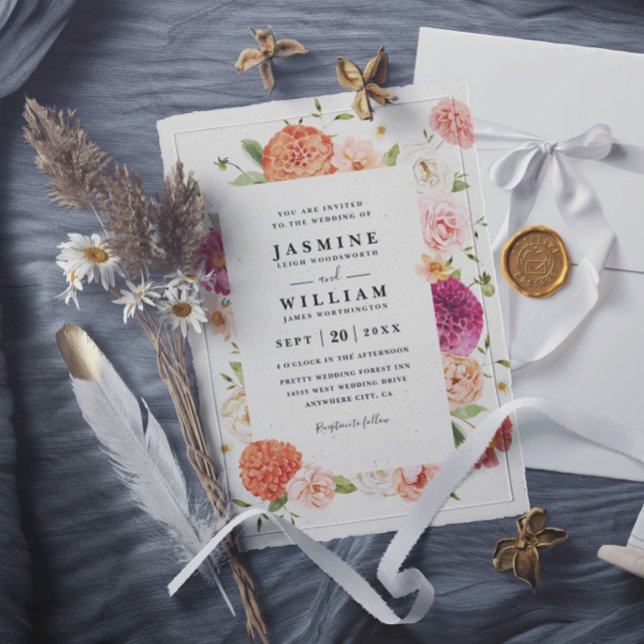 Invitation Mariage Floral Élégant Moderne Rustique Fleuri (Créateur téléchargé)