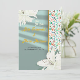 Invitation Mariage Floral Élégant Or