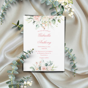 Invitation Mariage Floral Élégant Pink Chic Script Mariage