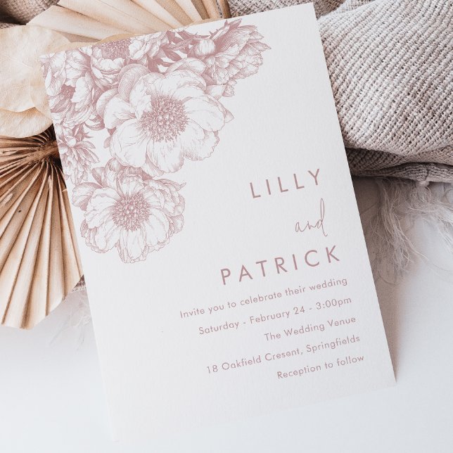 Invitation Mariage Floral Élégant Rose (Créateur téléchargé)