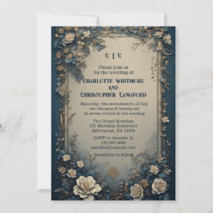 Invitation Mariage Floral Élégant Roses Blanches Luxueuses Ve