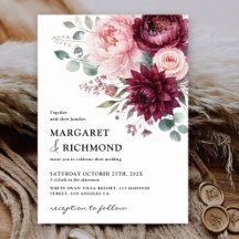 Mariage Floral Élégant Rustique Bourgogne & Blush