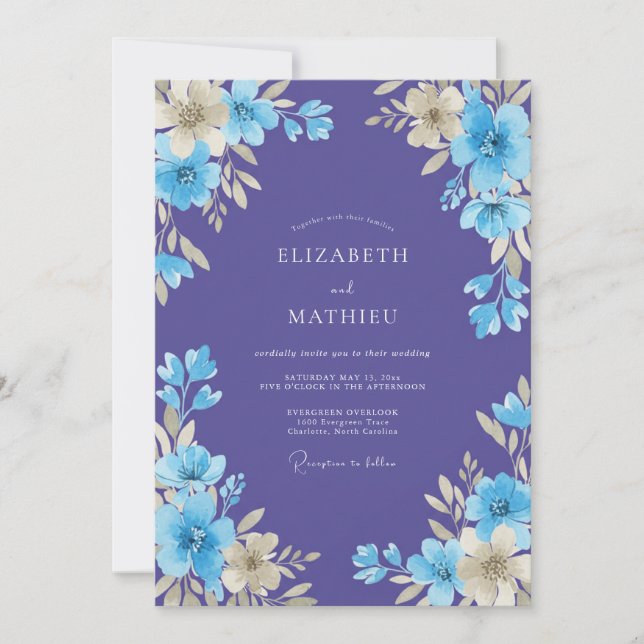 Invitation Mariage Floral Embrasse d'Améthyste (Devant)