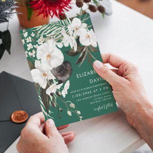 Invitation Mariage floral émeraude Élégant