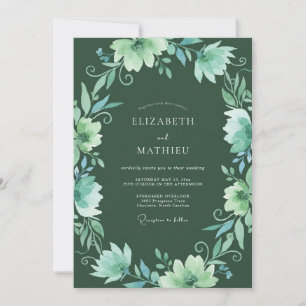 Invitation Mariage Floral Émeraude Fantaisiste