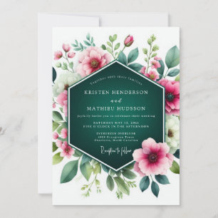 Invitation Mariage Floral Émeraude Vert Éblouissant