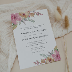 Invitation Mariage floral en aquarelle de fleurs peintes