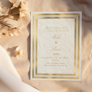 Invitation Mariage floral en dentelle de style français or bl