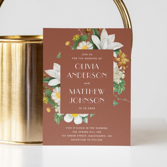 Invitation Mariage Floral en Terracotta Profonde | Code QR Bo (Créateur téléchargé)