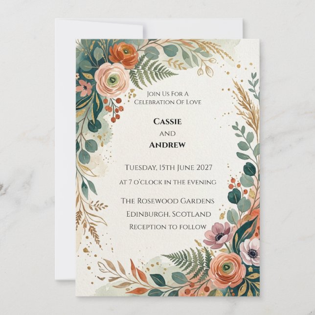 Invitation Mariage Floral en Terracotta Tropical (Devant)