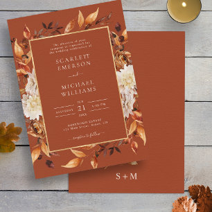Invitation Mariage Floral en Terre Cuite d'Automne