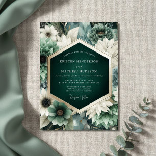 Invitation Mariage Floral Enchanté Teal Moody