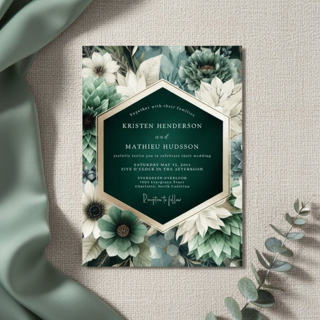 Invitation Mariage Floral Enchanté Teal Moody (Créateur téléchargé)