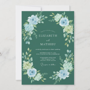 Invitation Mariage Floral Envoûtant Sarcelle