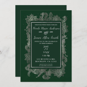 Invitation Mariage floral épais et vert émeraude