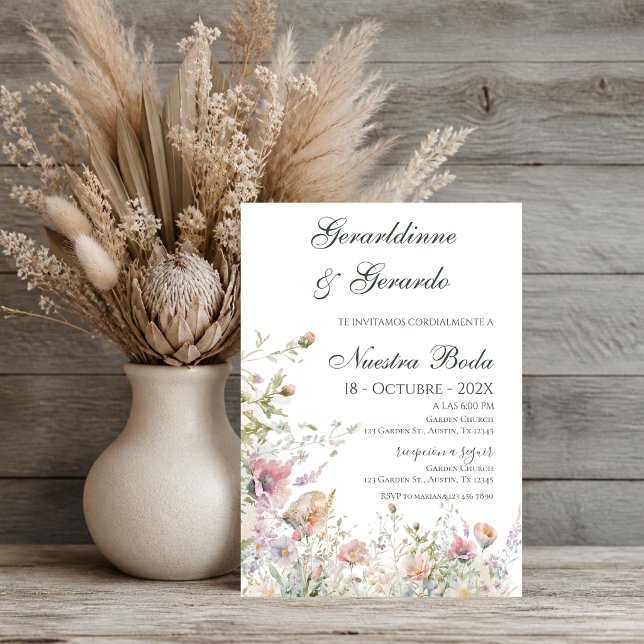Invitation Mariage Floral Espagnol (Créateur téléchargé)