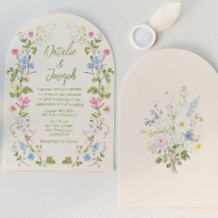 Invitation Mariage Floral Estival Dessiné à la Main en Arc