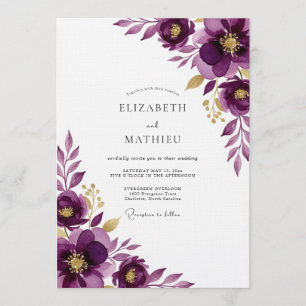 Invitation Mariage Floral Éthéré au Prunier