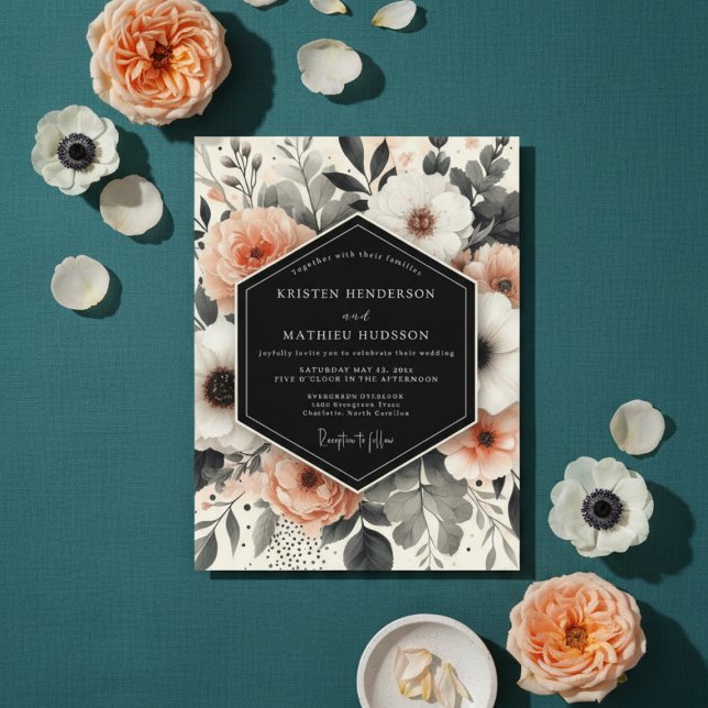 Invitation Mariage Floral Éthéré aux Pêches (Créateur téléchargé)