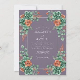 Invitation Mariage Floral Éthéré avec une touche de Mauve