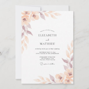 Invitation Mariage Floral Éthéré Champagne