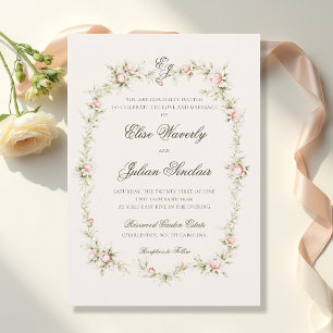 Invitation Mariage Floral Ethéré dans un Jardin Rétro