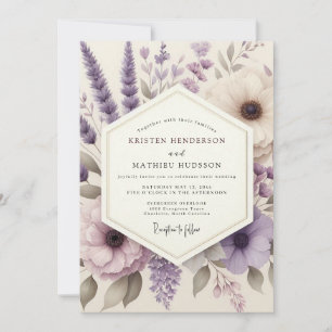 Invitation Mariage Floral Éthéré Lavande
