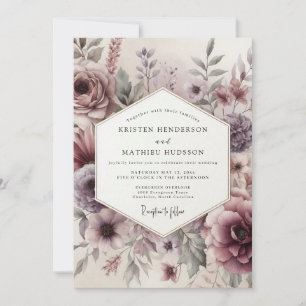 Invitation Mariage Floral Éthéré Mauve