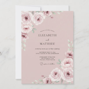 Invitation Mariage Floral Éthéré Rose