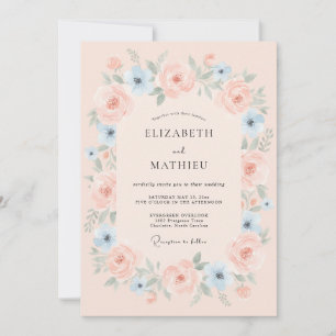 Invitation Mariage Floral Éthéré Rose