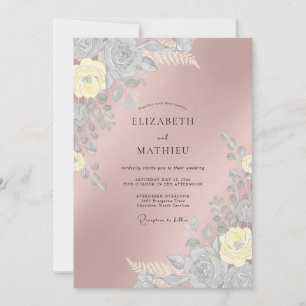 Invitation Mariage Floral Éthéré Rose Gold