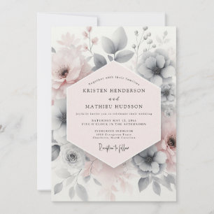 Invitation Mariage Floral Éthéré Rose Pâle