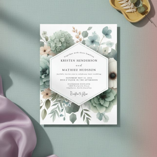 Invitation Mariage Floral Ethéré Sage (Créateur téléchargé)