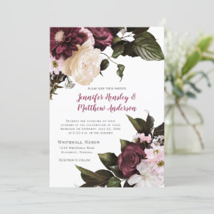 Invitation Mariage floral Euphoria Blush Rose et Bourgogne