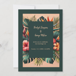 Invitation mariage floral exotique tropical hawaïen coloré