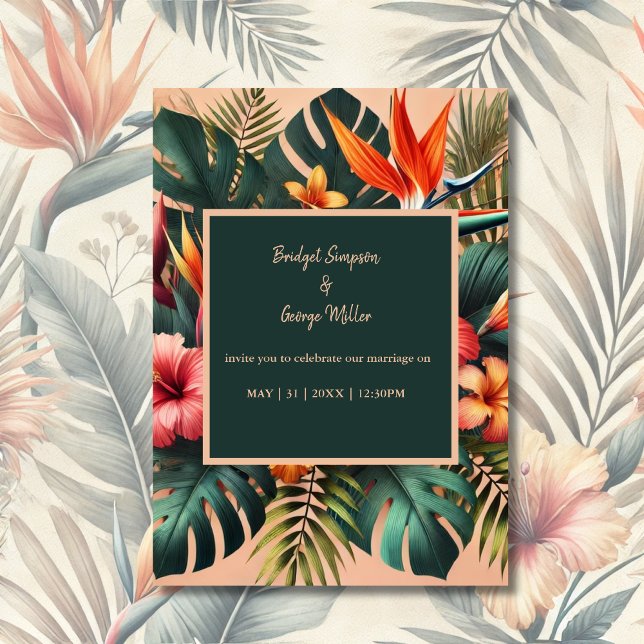 Invitation mariage floral exotique tropical hawaïen coloré (Créateur téléchargé)