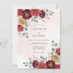 Invitation Mariage Floral Exquis Bourguignon