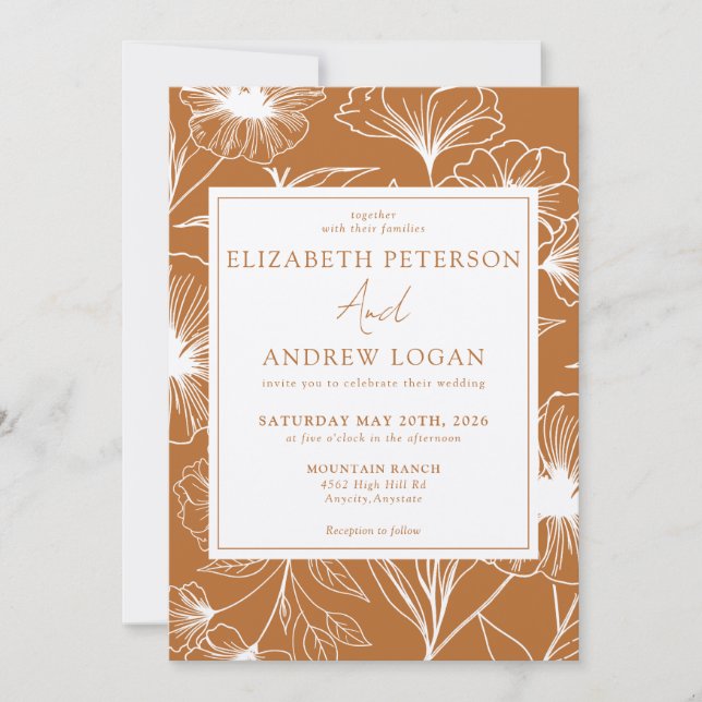 Invitation Mariage Floral Fantaisiste (Devant)